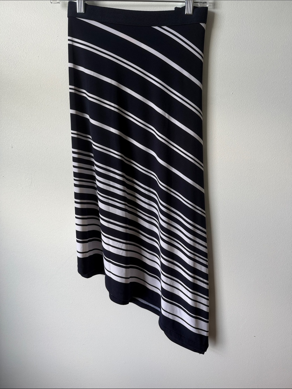 Ruby Rd. Black and White Asymmetrical Stripe Skirt